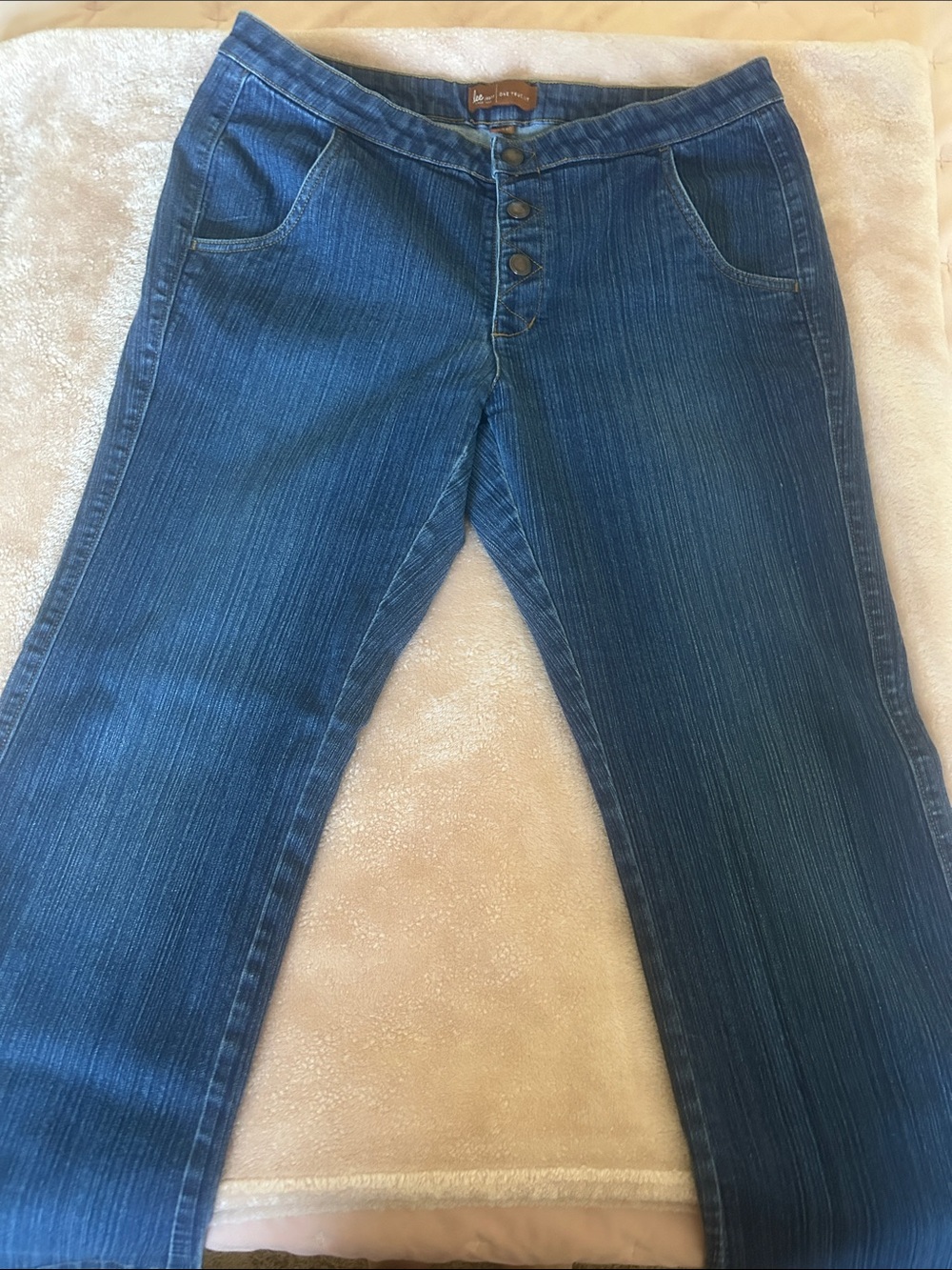 Lee One True Fit Women’s Dark Blue Denim Jeans with Button Fly